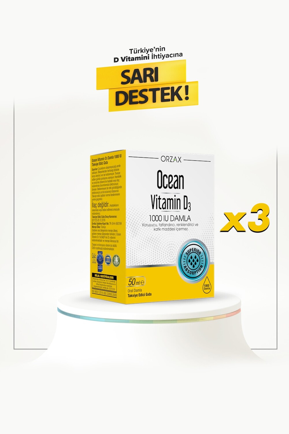 

Ocean Vitamin D3 1000 МЕ 50 мл капли 3 штуки