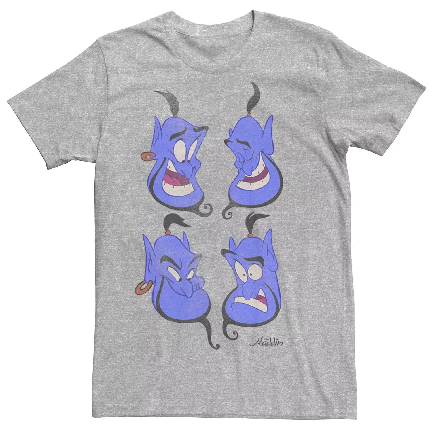 

Мужская футболка с графическим плакатом Disney Aladdin Genie Faces Licensed Character