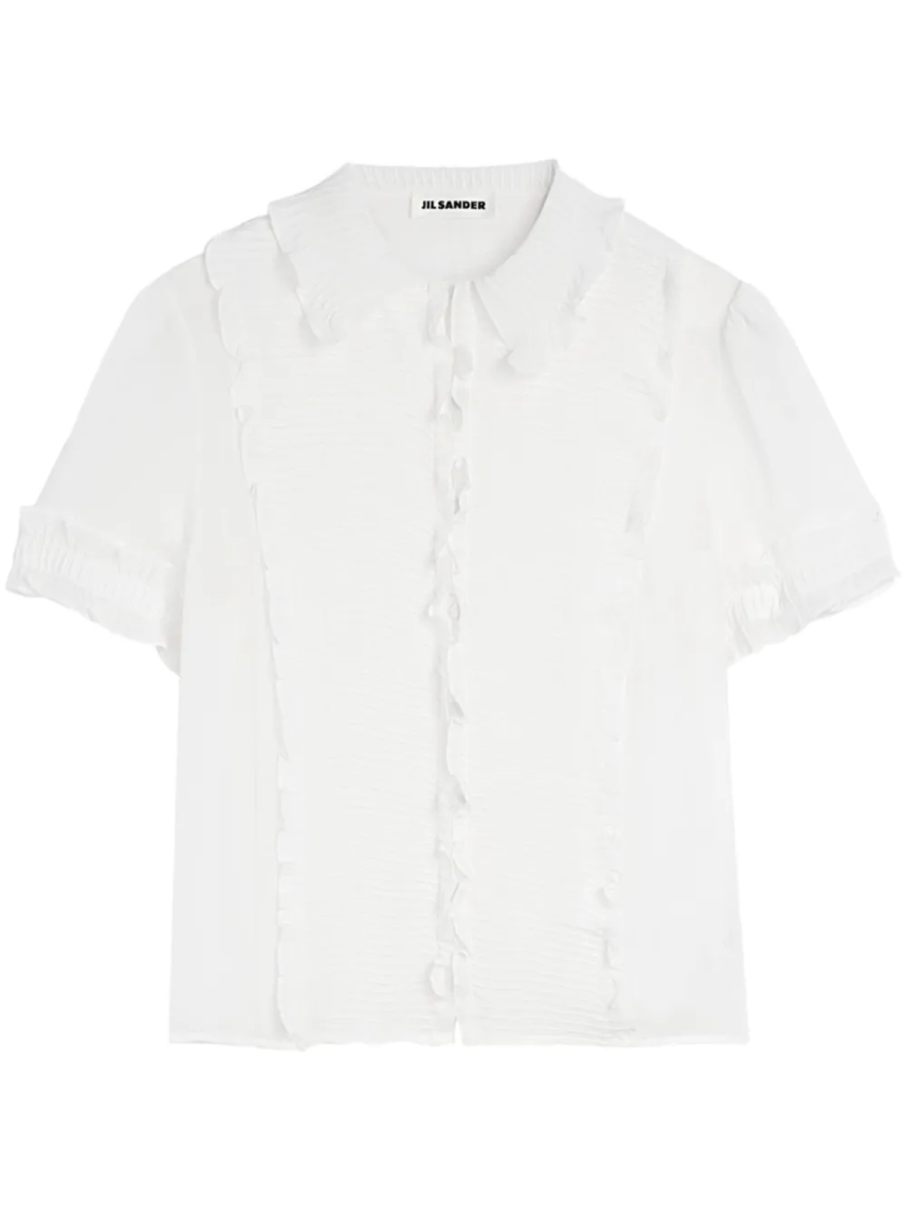 

Шелковая рубашка с оборками Jil Sander, белый