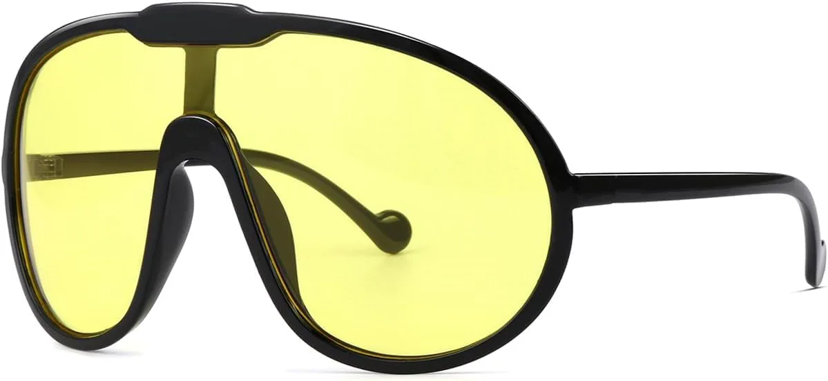 

Модные солнцезащитные очки большого размера для женщин и мужчин, стильные солнцезащитные очки-авиаторы с защитой от УФ-излучения UV400 Laurinny, Black/Yellow