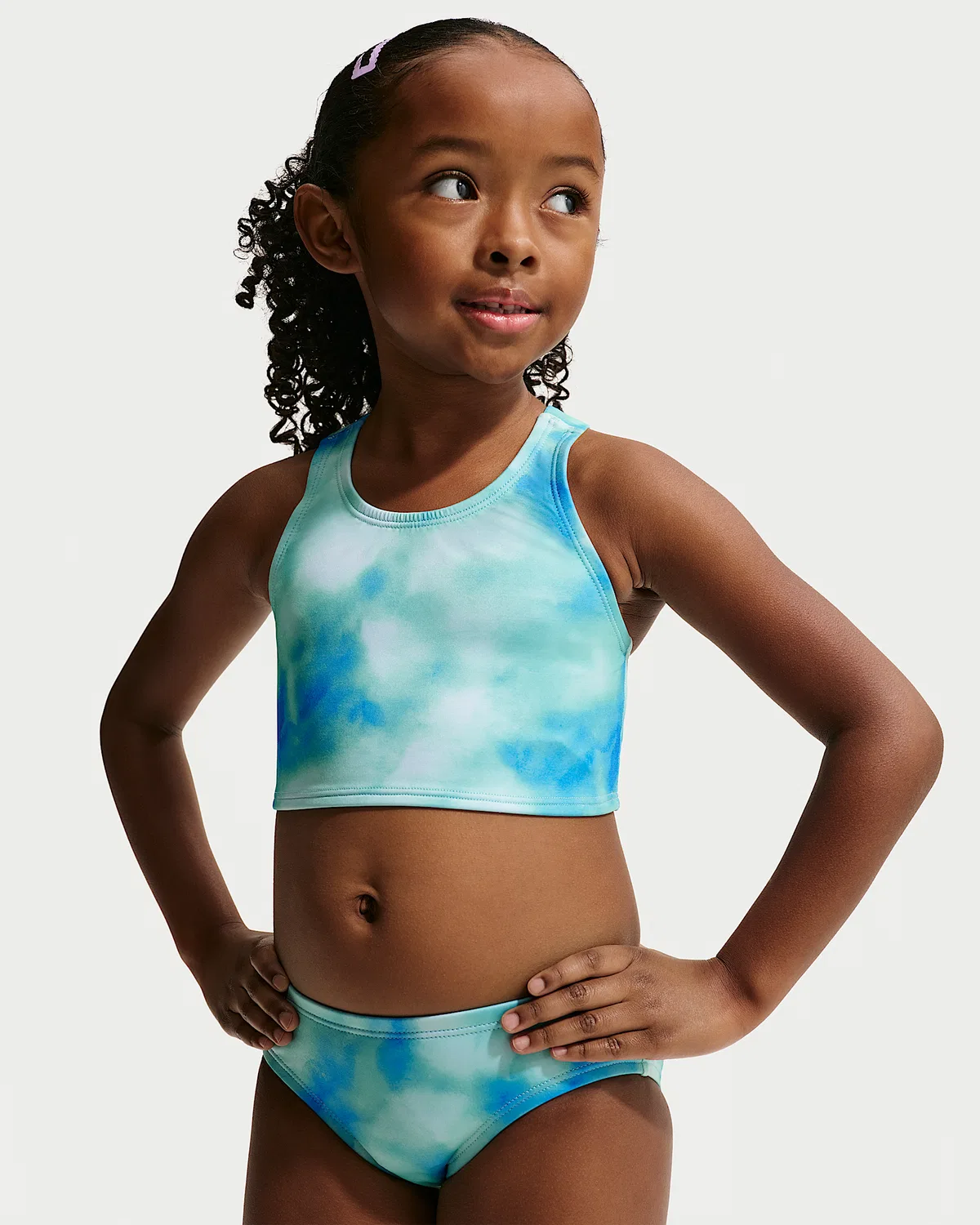 Детский (девочки) длинный рукав Hydroguard + Midkini Set Nike Swim, Turquoise/Turquoise — фото 4
