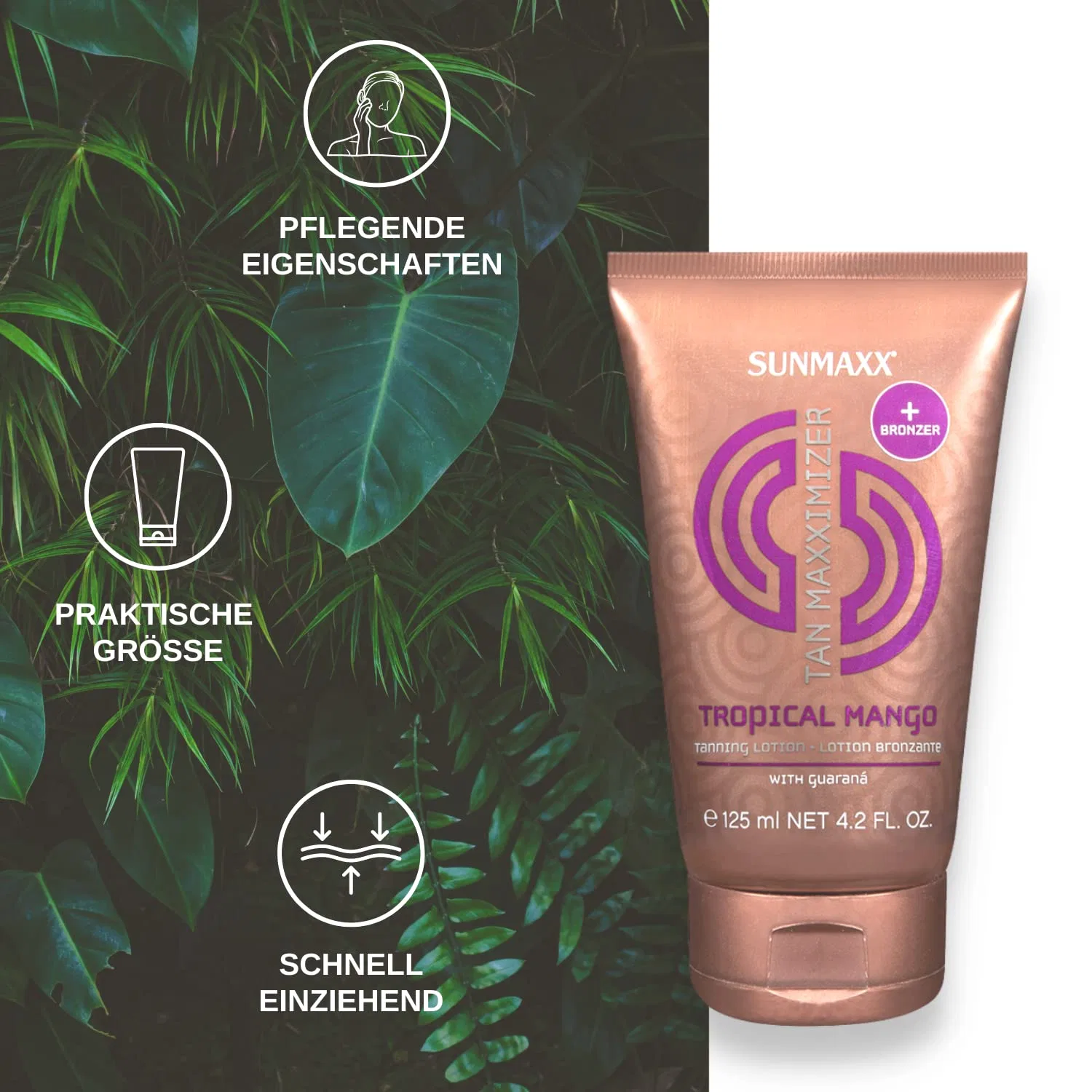 Лосьон для загара «TAN MAXXIMIZER Tropical Mango» с бронзатором от SUNMAXX, 125 мл Sunmaxx — фото 2