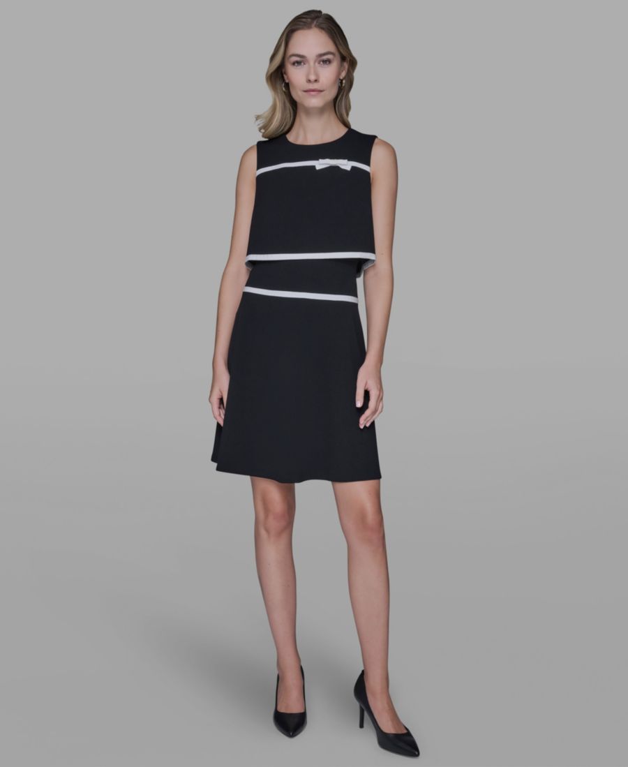 

Женское платье с круглым вырезом KARL LAGERFELD PARIS, Black/ Soft White