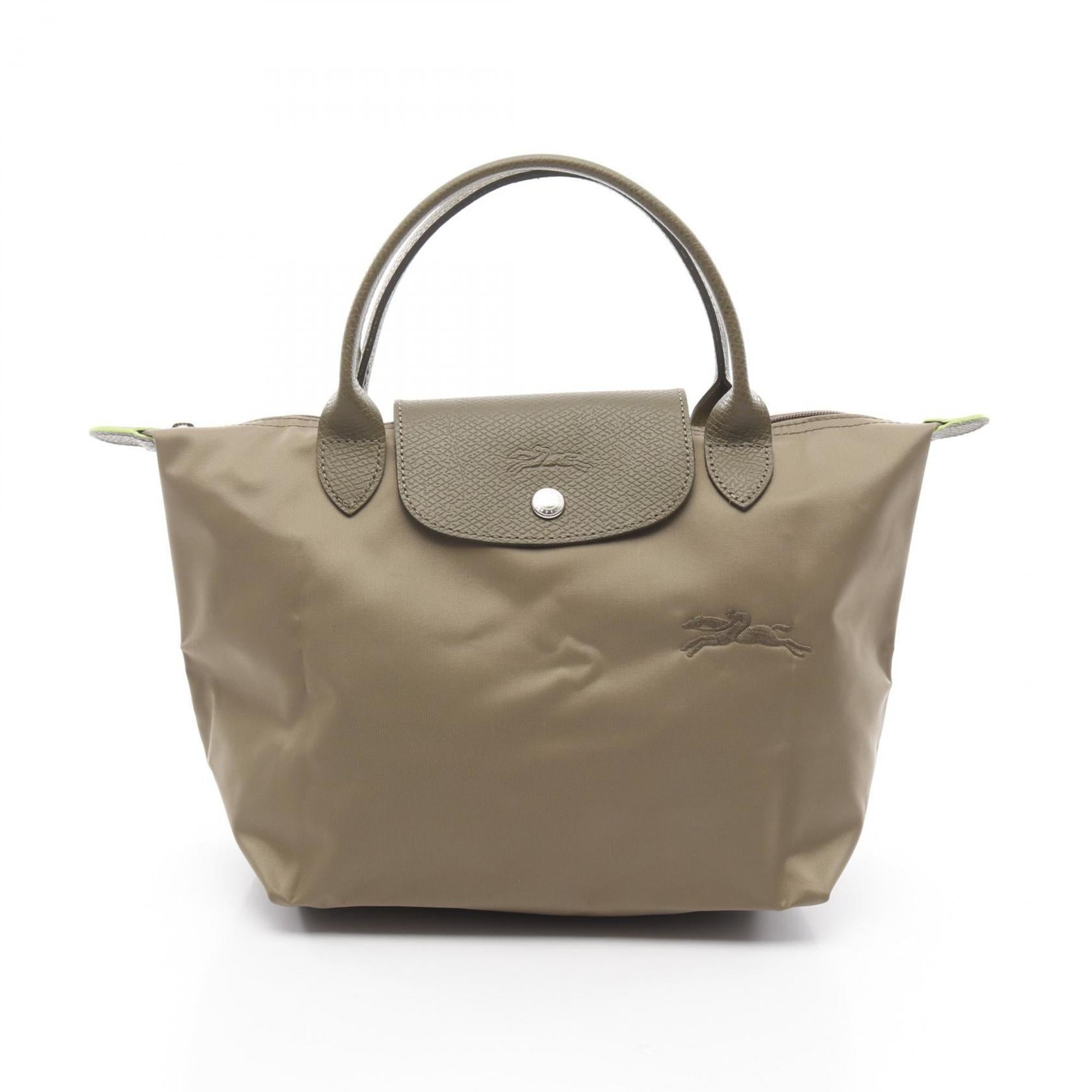 

Longchamp Le Pliage Нейлоновая кожаная сумка-тоут, хаки