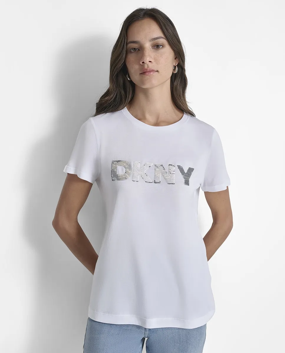 

Женская футболка с короткими рукавами и круглым вырезом Dkny Jeans, белый