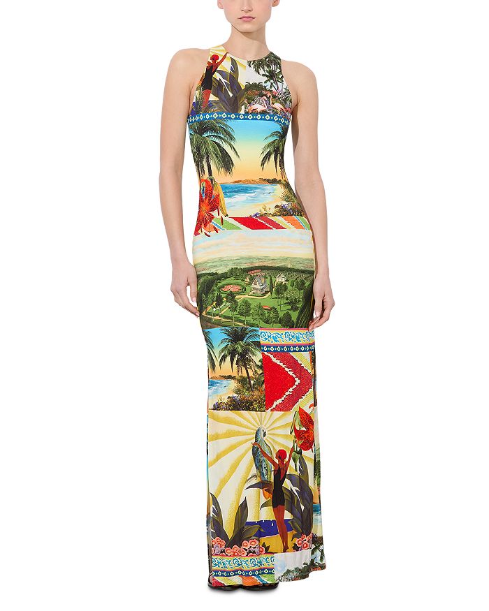 

Паниа Racer Neck Макси Платье Alice and Olivia, мультиколор