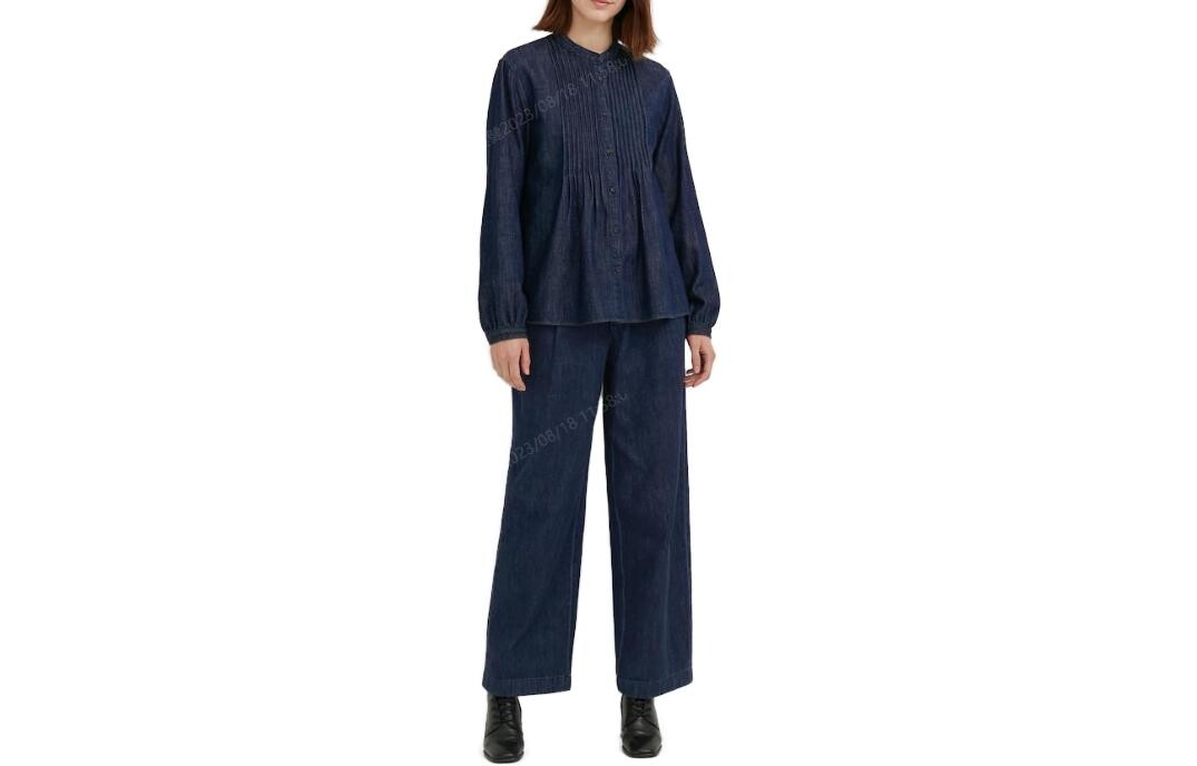 X IDLF Co-branded Series Рубашка женская темно-синяя Uniqlo