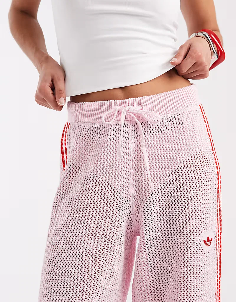 Вязаные спортивные брюки Adidas Originals розового и, красный — фото 3