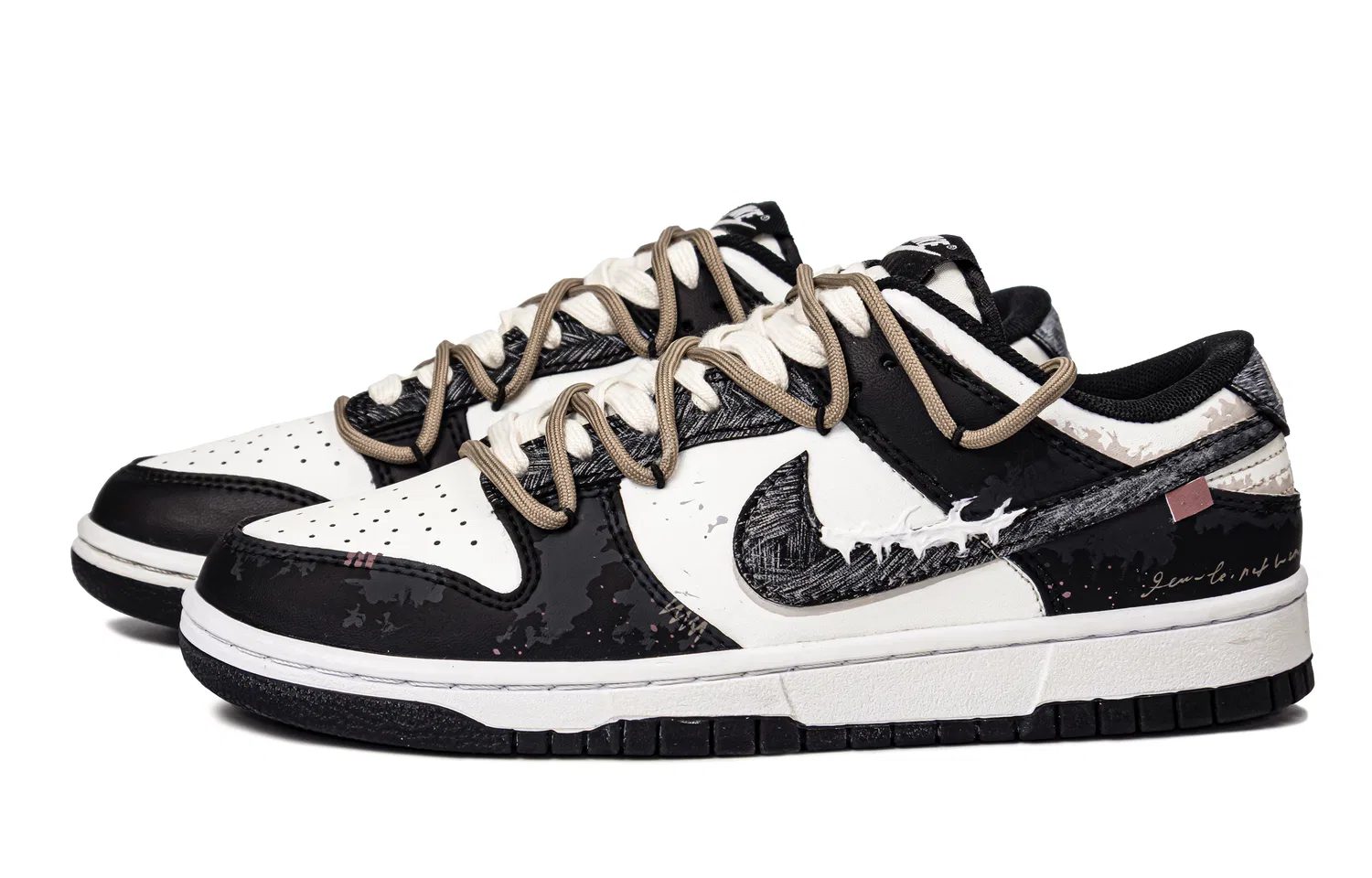 Кроссовки Dunk Decay Moon Shadow MONE Manufacturing из кожи с легкой амортизацией, низкий силуэт Nike, Black White — фото 4