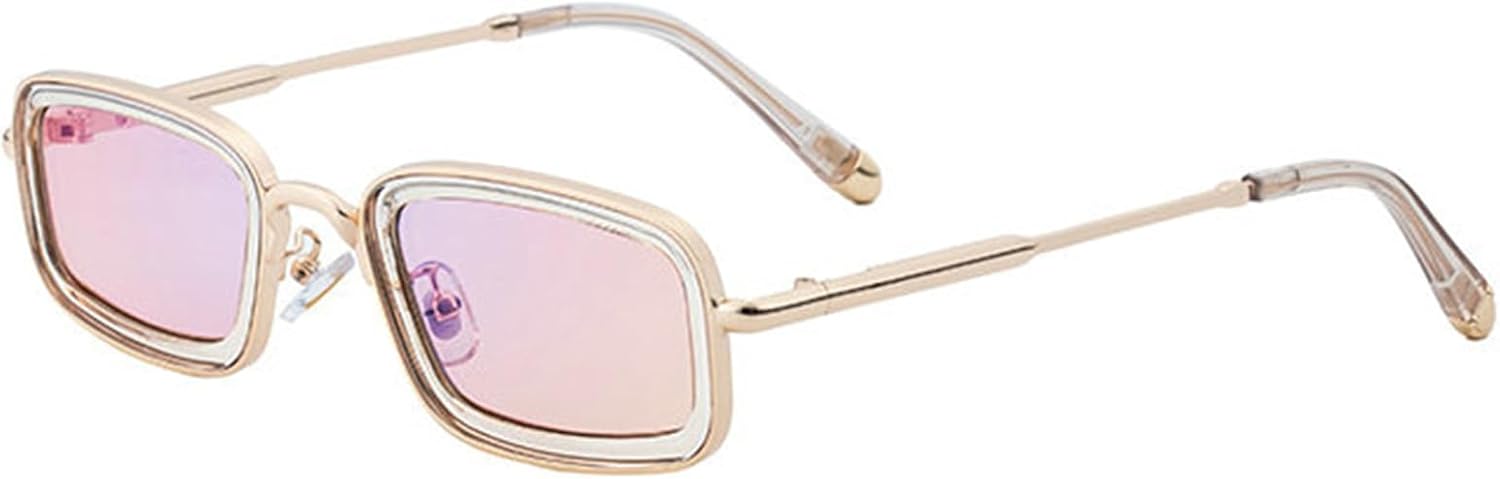 

Willochra Стильные прямоугольные солнцезащитные очки для женщин 2025 Роскошные очки в металлической оправе Винтажные солнцезащитные очки в стиле панк для активного отдыха для мужчин, C7