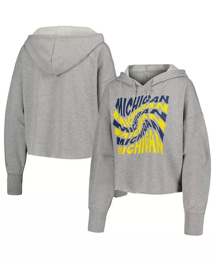 

Женский серый укороченный пуловер с капюшоном Michigan Wolverines Swirl Zoozatz
