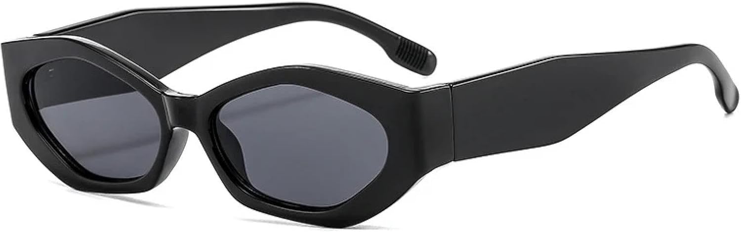 

Солнцезащитные очки «кошачий глаз» для женщин и мужчин, популярные, многоугольные, ретро, ​​разноцветные, овальные, с защитой от УФ-излучения UV400 UATXTAU, Black Gray