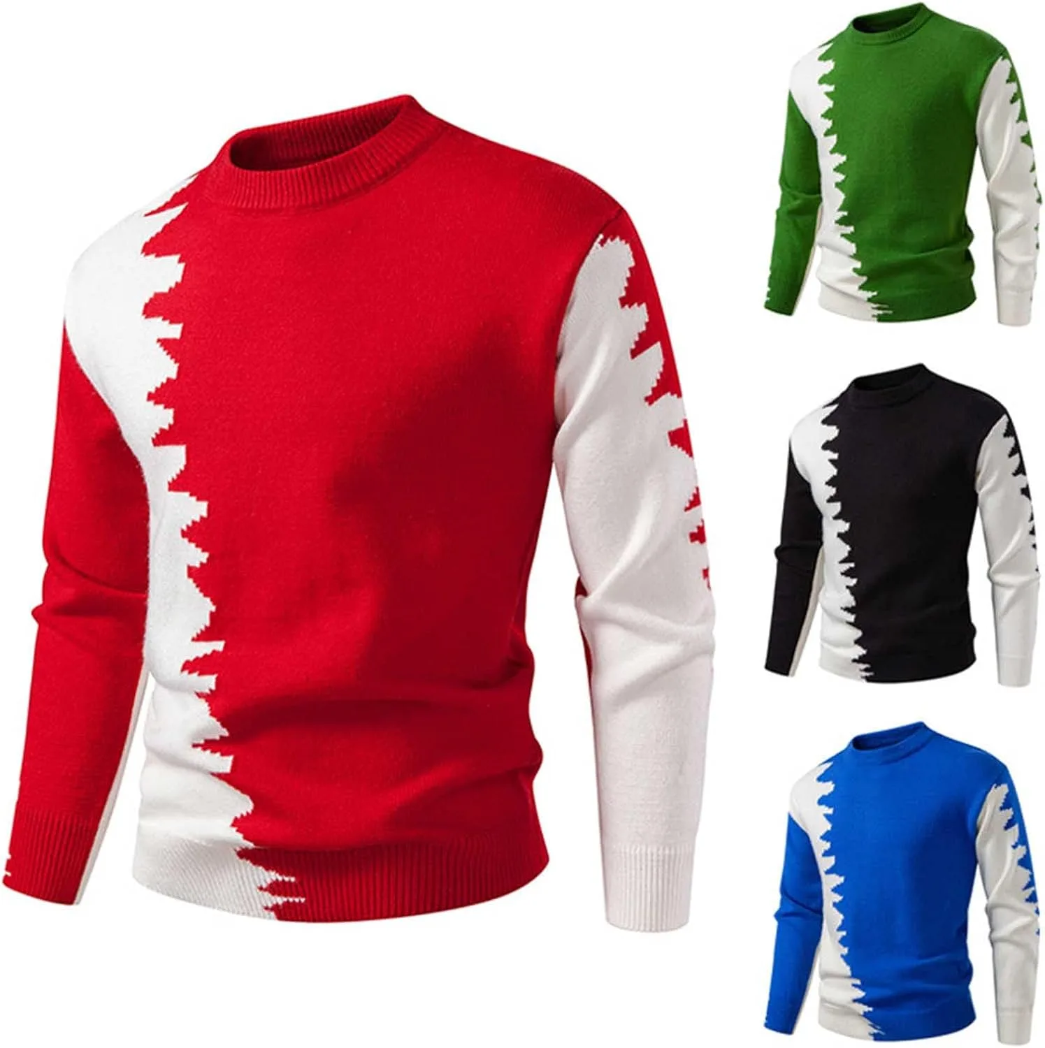 

Мужской свитер с цветными блоками и резинкой по краю