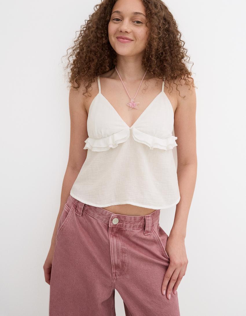 

Деревенская майка Bershka, белый