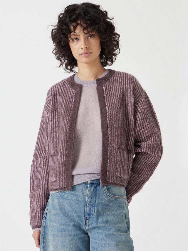 

Кардиган в насыщенную полоску из опаловой шерсти в тон HUSH, цвет Pink/Raisin Brown