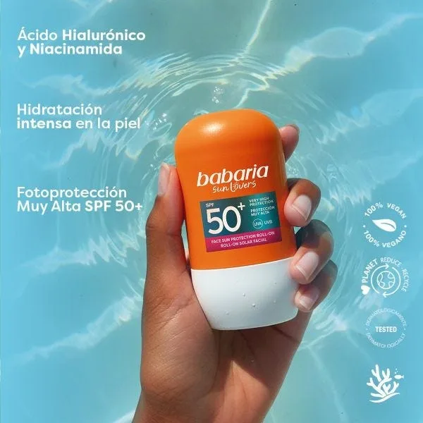 Крем для лица SPF50 BABARIA Солнцезащитный роликовый + — фото 4