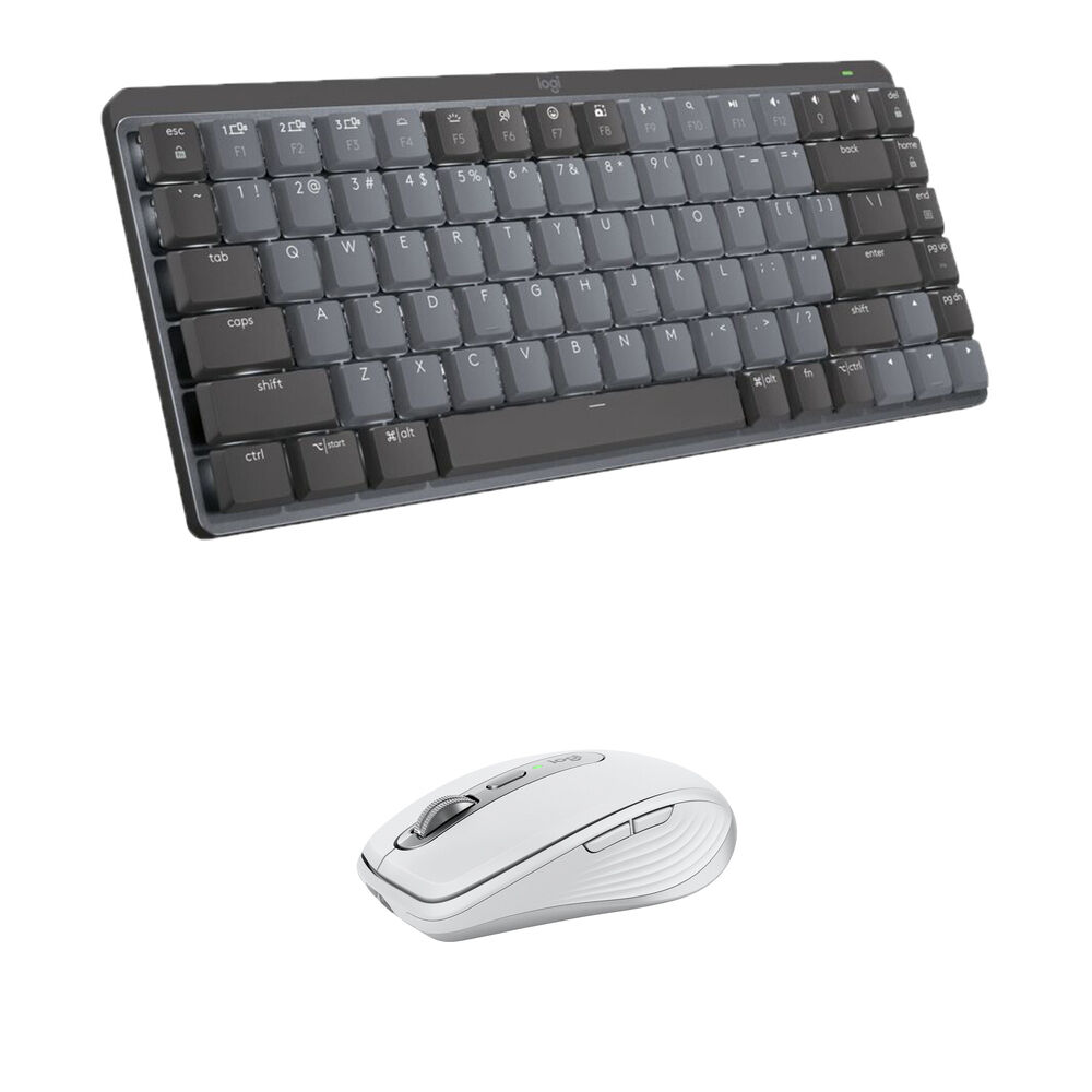 

Комплект из беспроводной механической мини-клавиатуры Logitech MX и мыши Anywhere 3S (тактильная, серый/бледно-серый)