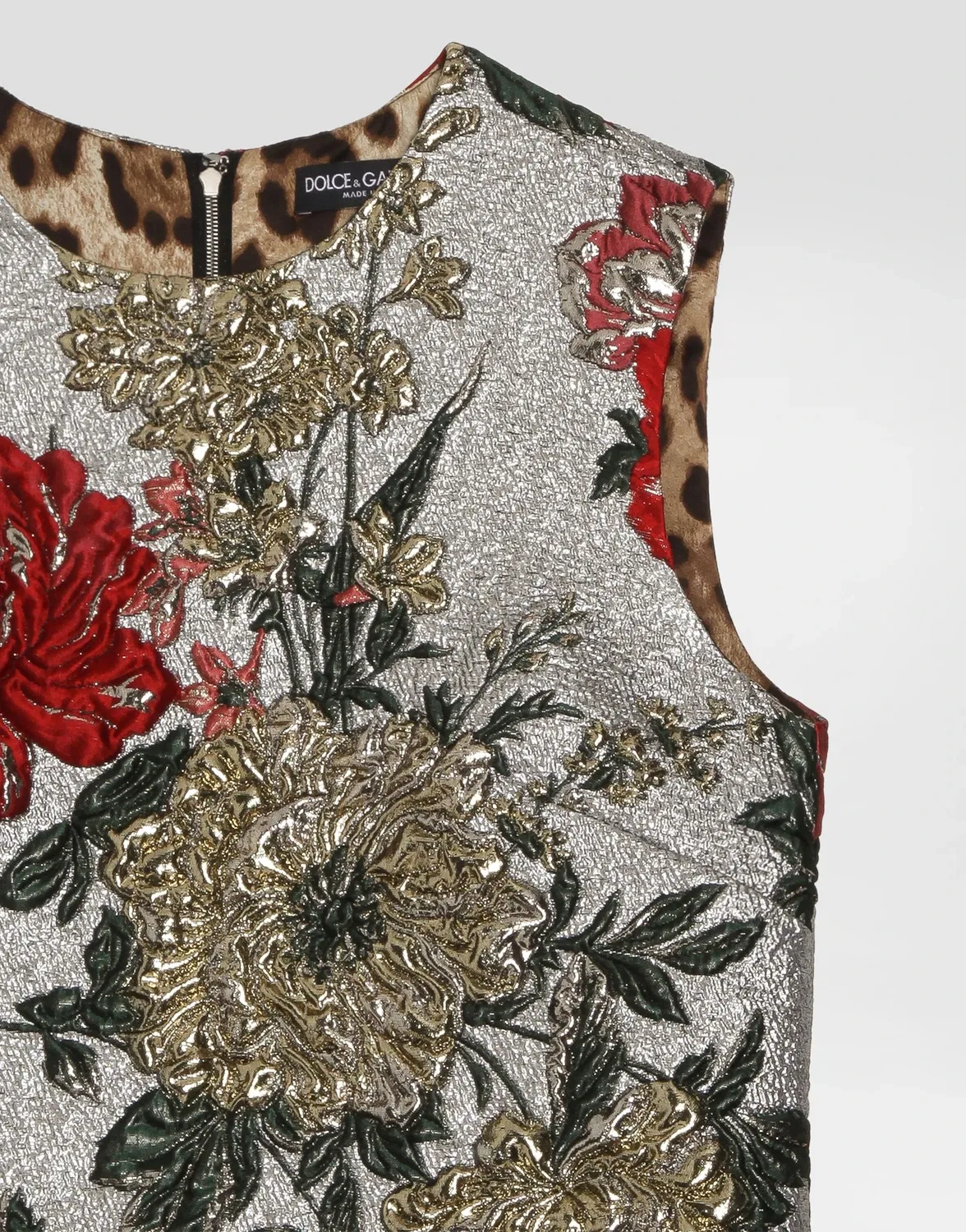 Жаккардовое платье с цветочным узором DOLCE & GABBANA, мультицвет — фото 3