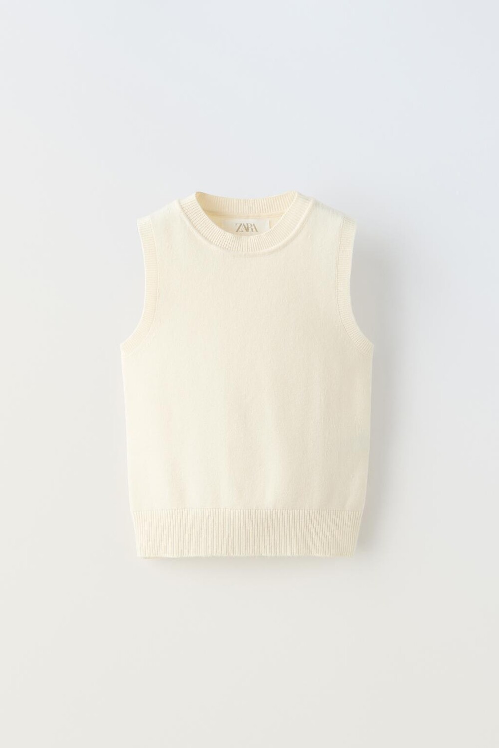 

Вязаный топ без рукавов ZARA, экрю