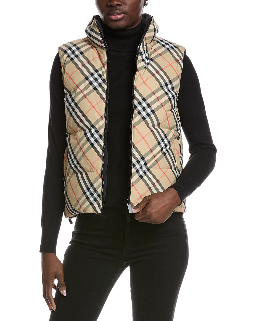 

Двусторонний жилет Burberry Checked Down, коричневый