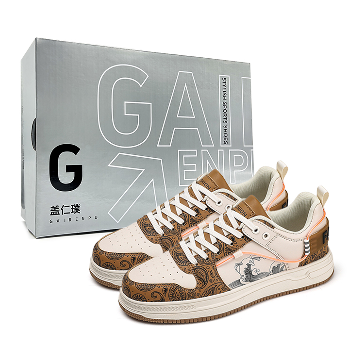 

Мужские кроссовки для скейтбординга с низким верхом, амортизирующими, износостойкими, дышащими и увеличивающими рост Gai Renpu, White Blue[Box]