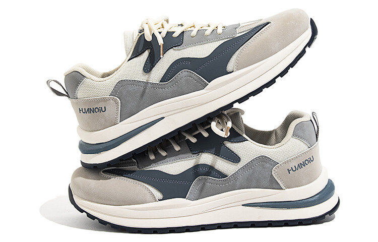 Кроссовки HUANQIU Lifestyle Shoes Men Low-top Beige/Blue, бежевый/синий — фото 4