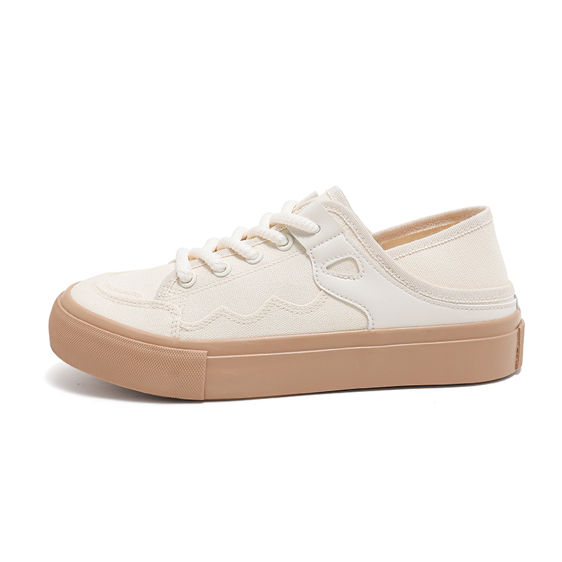 

HUANQIU Мужские низкие скейтерские кеды бежевые, цвет Beige