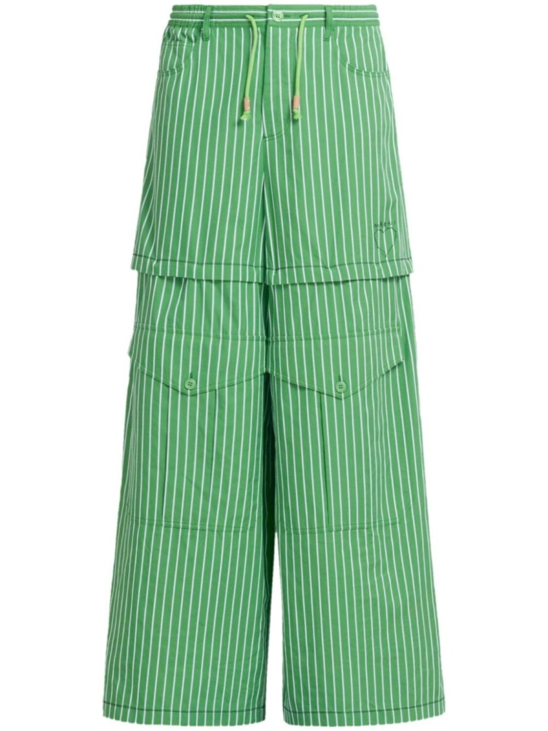 

Marni полосатые широкие хлопковые брюки, зеленый