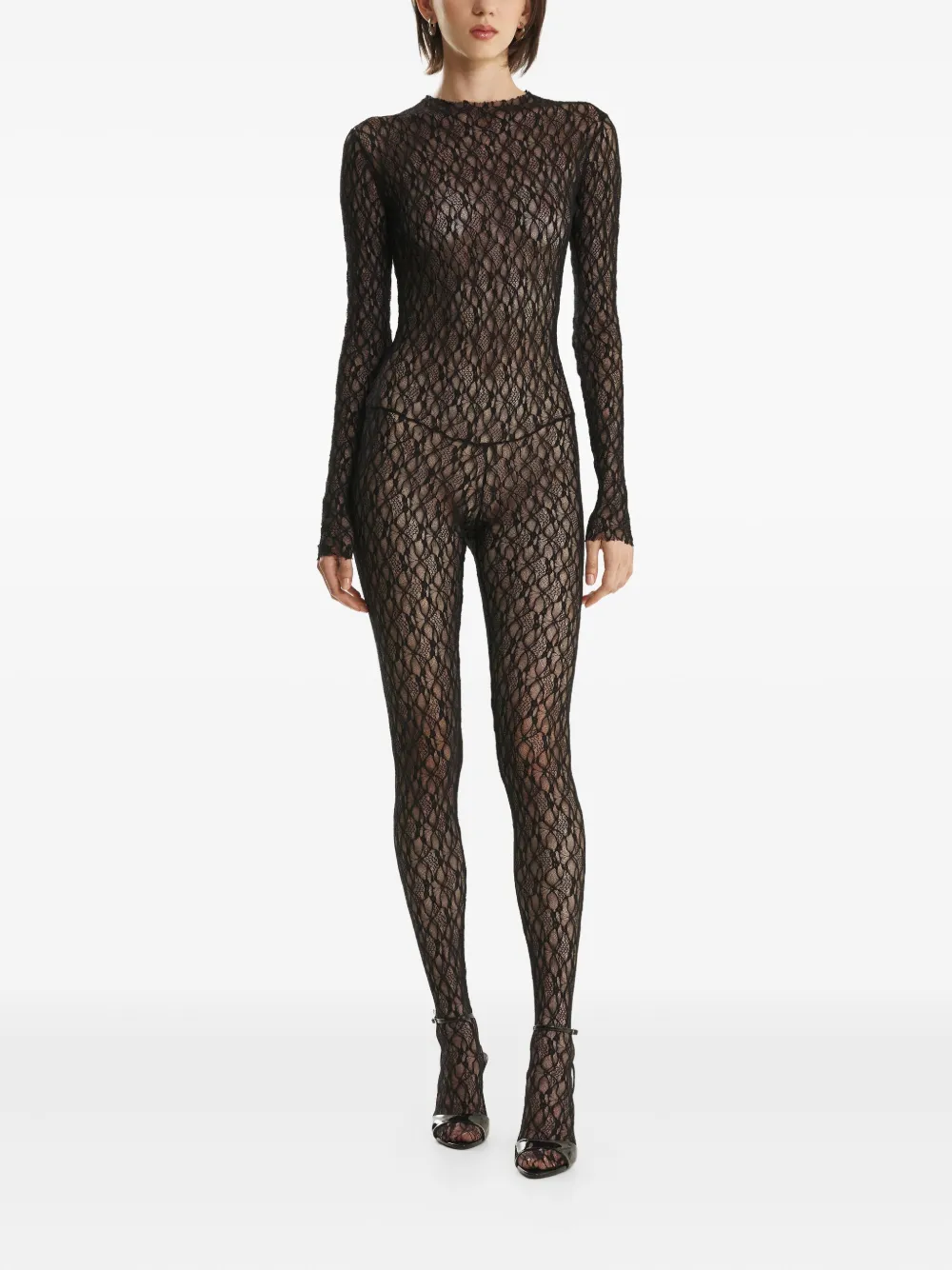 

Комбинезон с длинными рукавами и кружевным узором 2310 STUDIO, черный