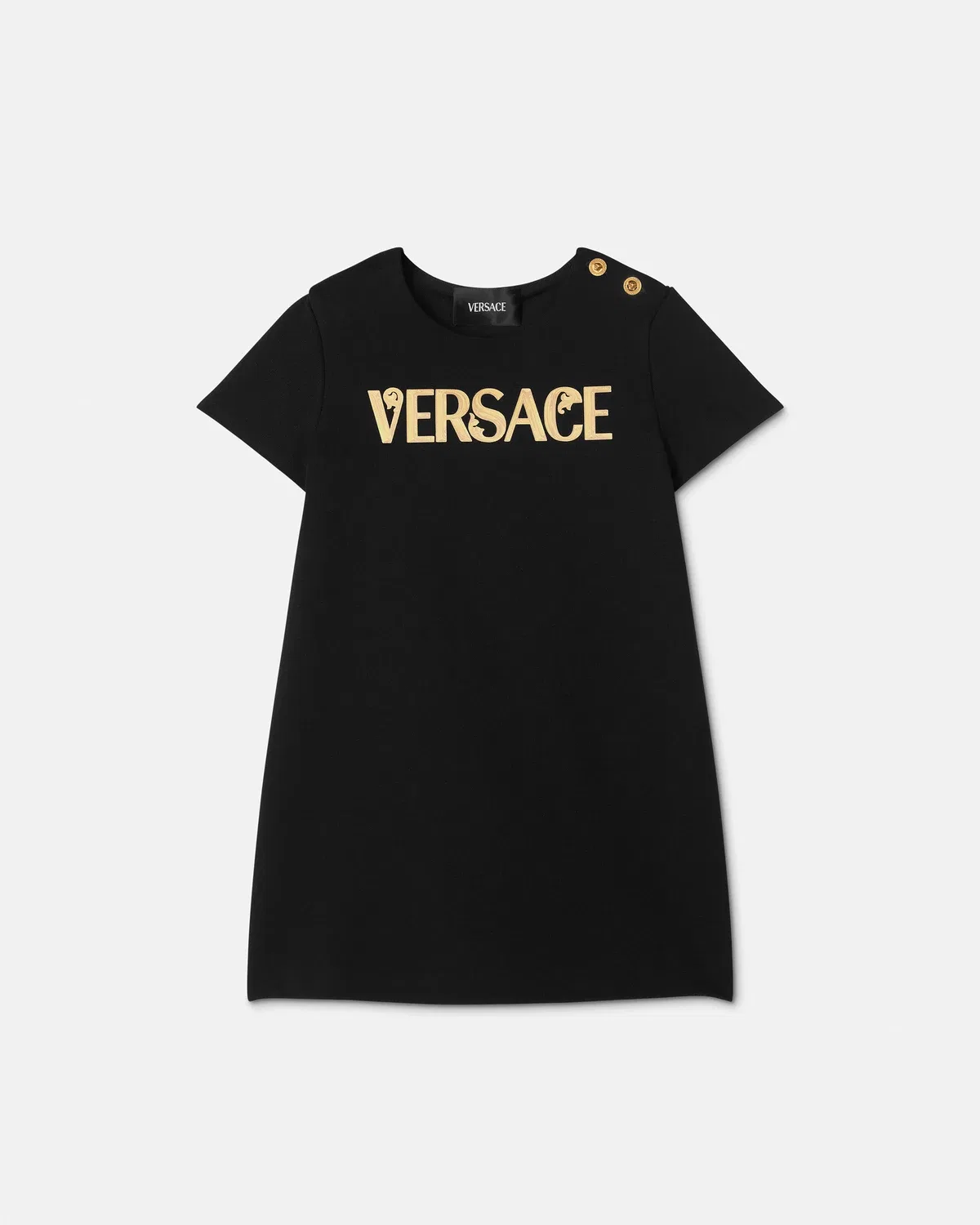 Детское платье с принтом из миланского трикотажа VERSACE, черный