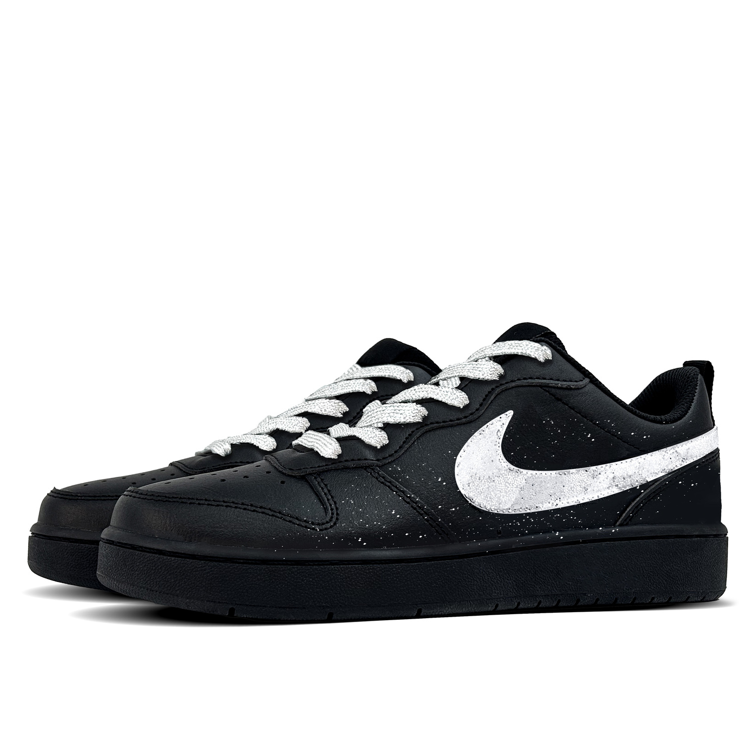 Nike Court Borough Dark Silver Кожаные Устойчивые к истиранию и скольжению низкие детские скейтбординг кроссовки Silver — фото 4