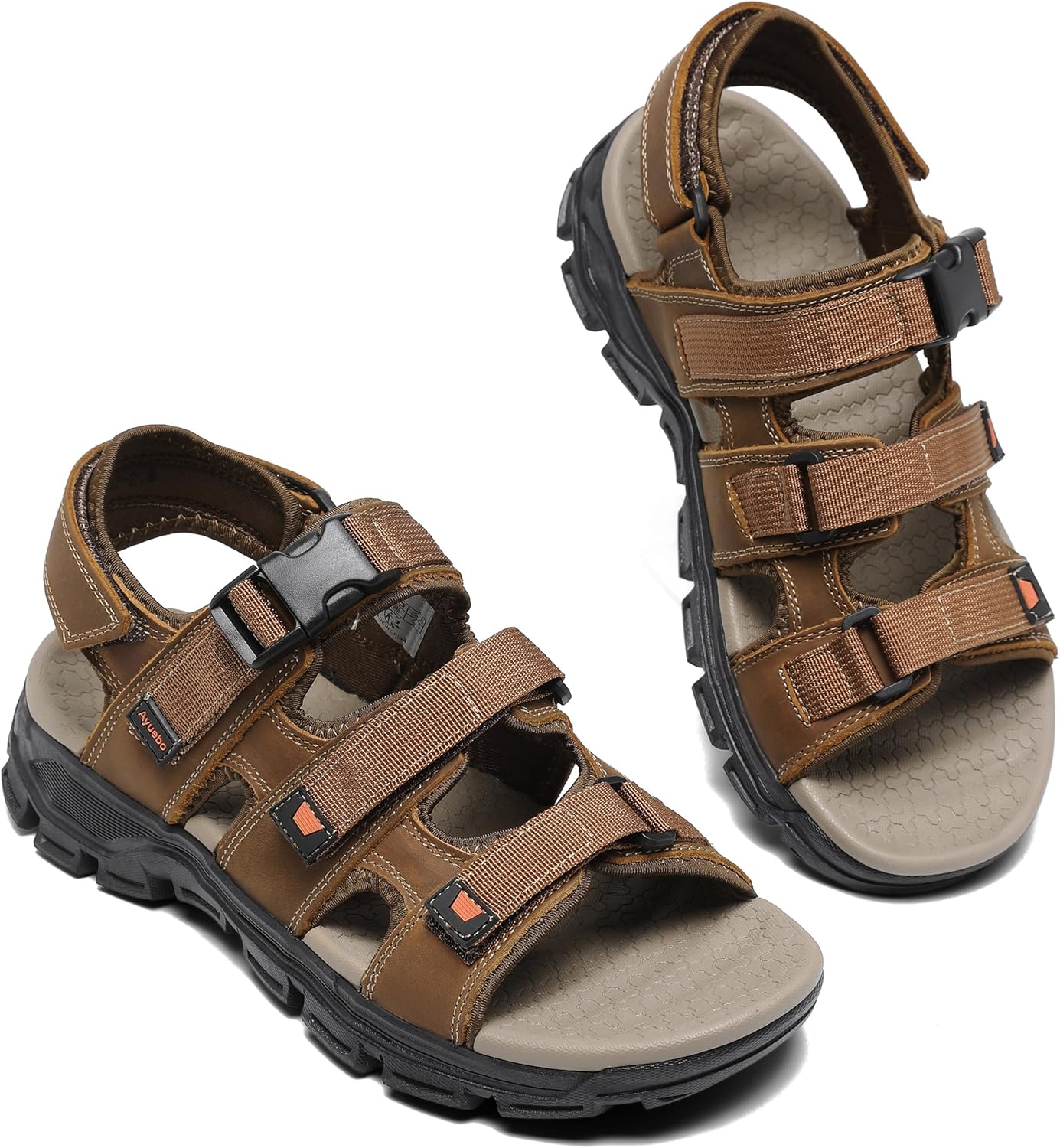 

Спортивные сандалии для мужчин с открытым носком, прогулочные сандалии для активного отдыха, походные сандалии с противоскользящей подошвой и регулируемым ремешком для летнего пляжа Ayuebo, хаки