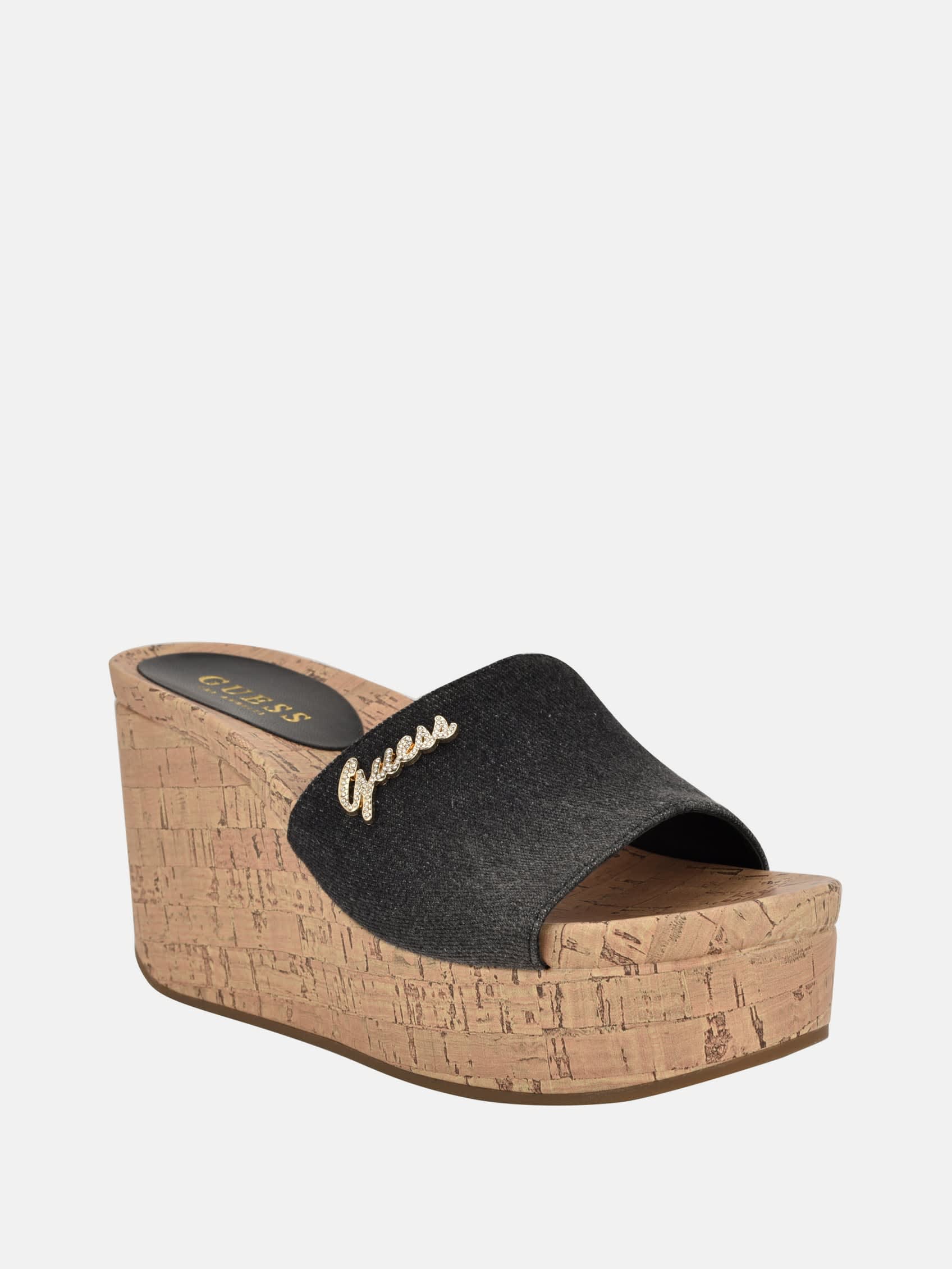 Fours Джинсовые мюли на пробковой платформе Guess Factory, черный