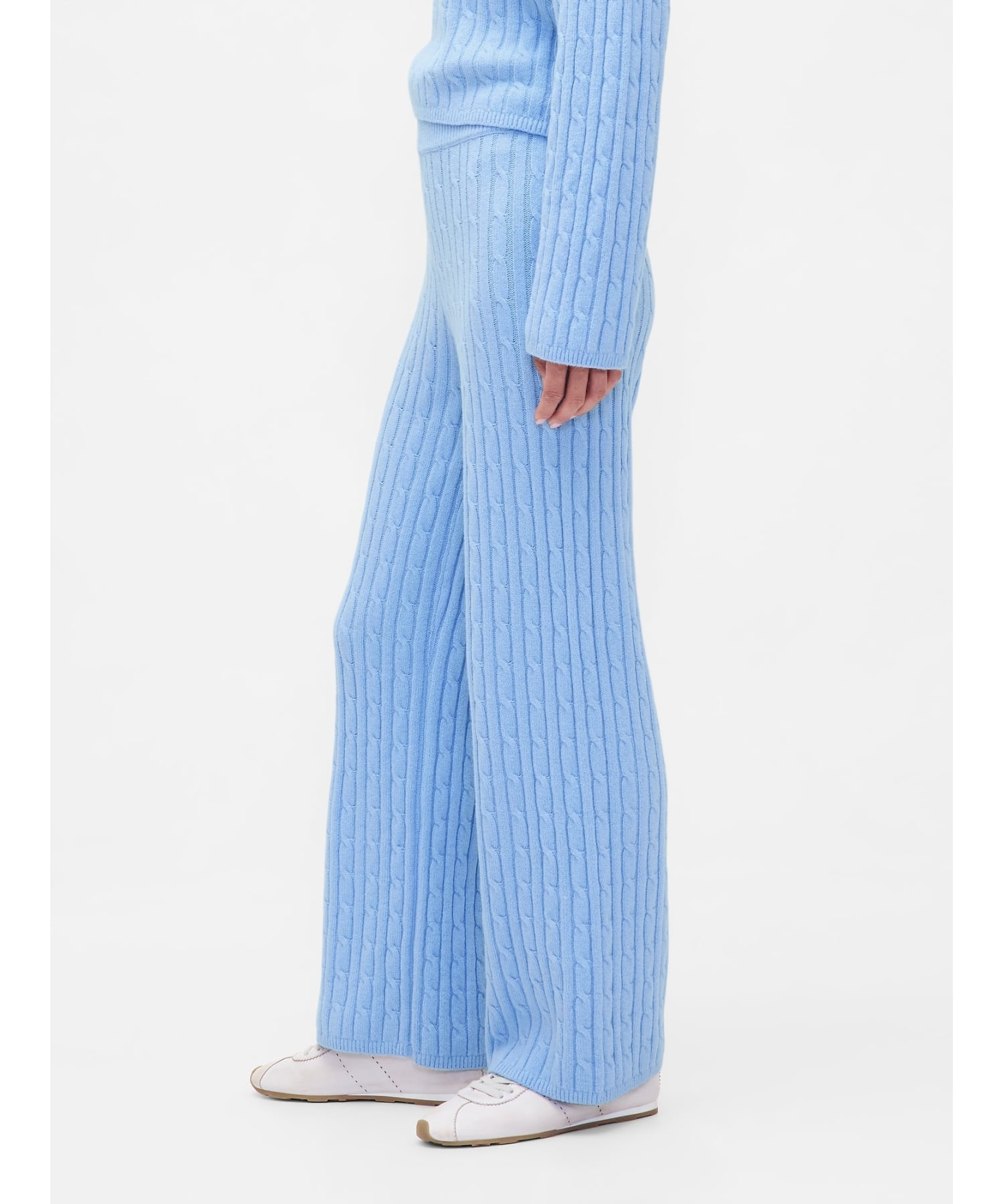 (W)CashSoft Кашемировые трикотажные брюки с кабельным плетением GAP, WIND_BLUE — фото 3