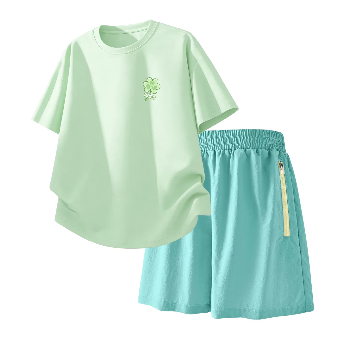 Детский спортивный костюм Casual Sportswear 2 Piece Set Disney, Di Three Leaf K Milk Green+Solid Color Mint Leaf