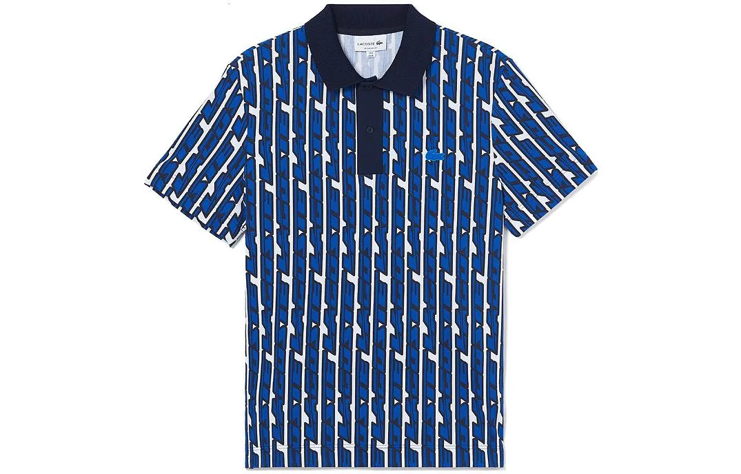 Футболка-поло Lacoste мужская, летняя, синий с белым — фото 2