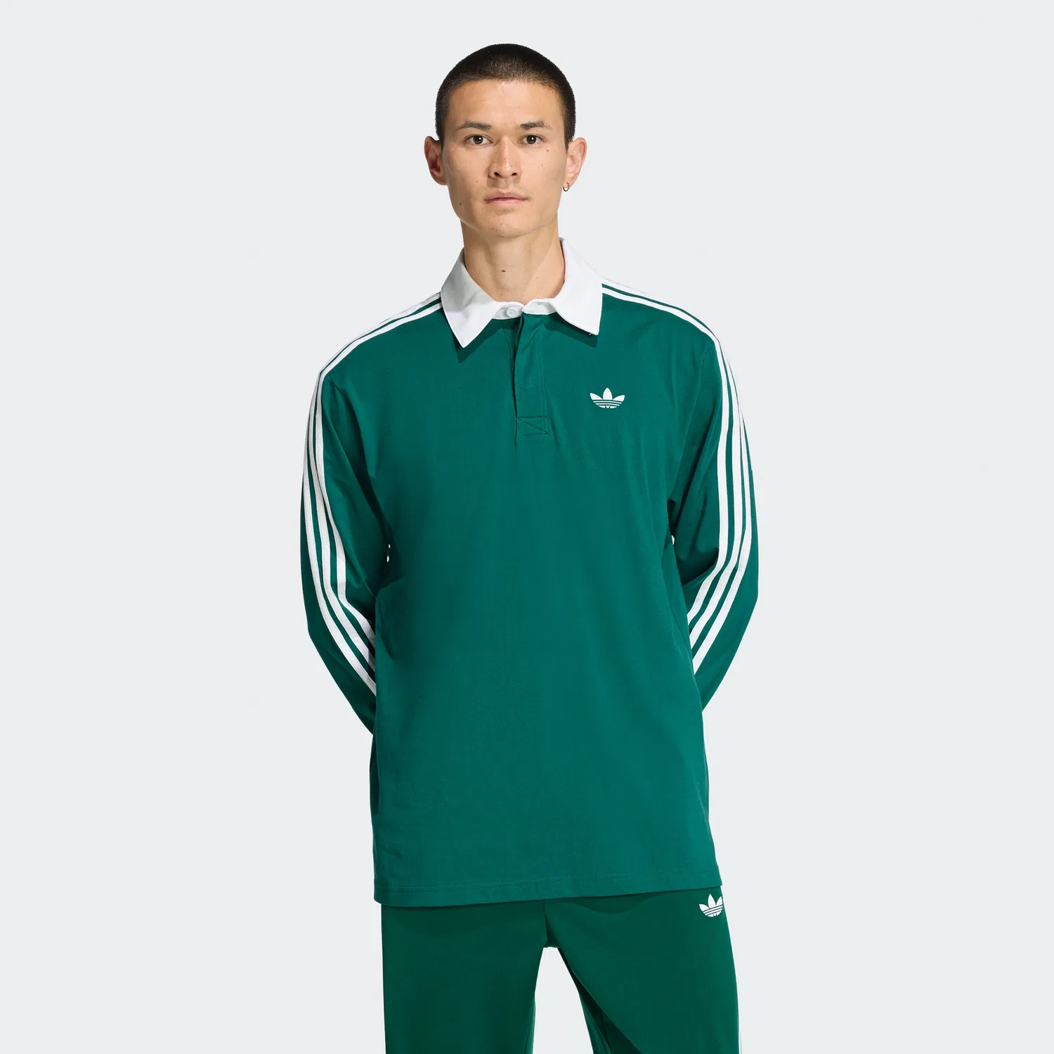 Мужское поло с длинным рукавом и тремя полосками от Adidas