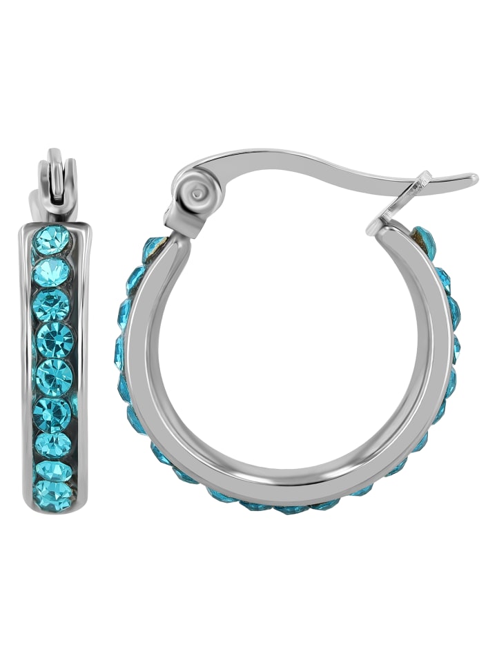 

Adeliás Женские серьги - Серьги-кольца из нержавеющей стали со стразами серебристого цвета