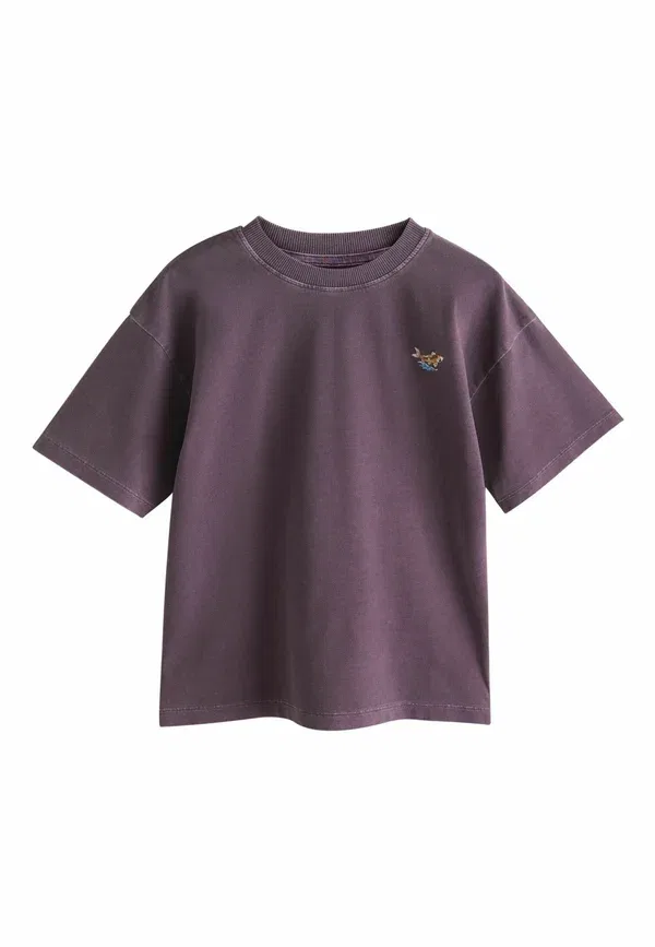 Футболка Regular fit, Next, модель washed chest embroidery t-shirt, цвет ягодный пурпурный — фото 2