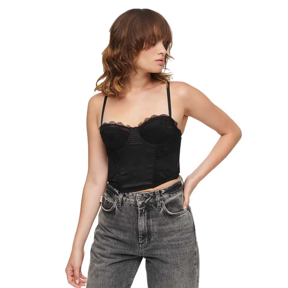 

Футболка Superdry Lace Satin Corset, серый