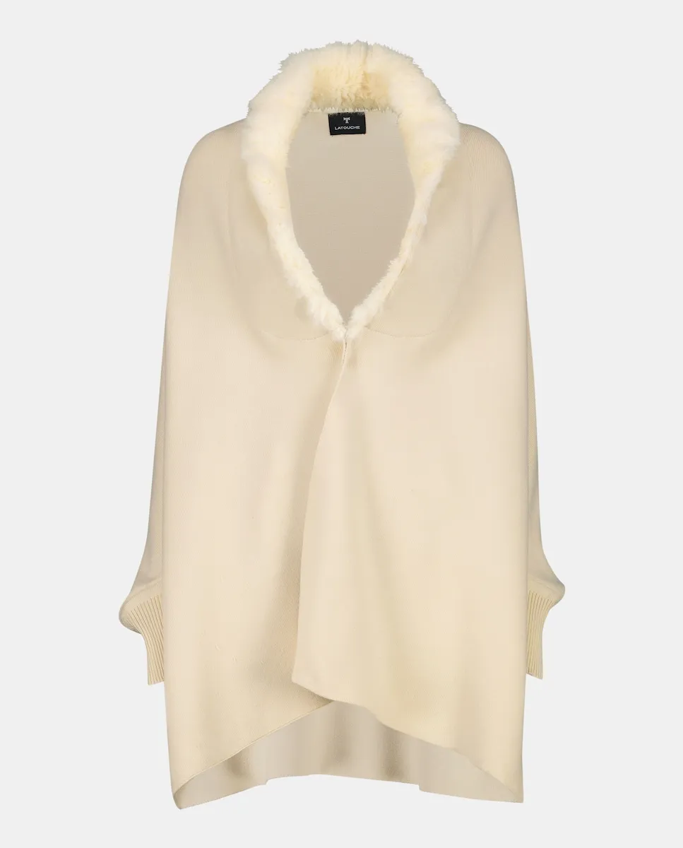 

Вязаное пальто с воротником из кролика Latouche, экрю