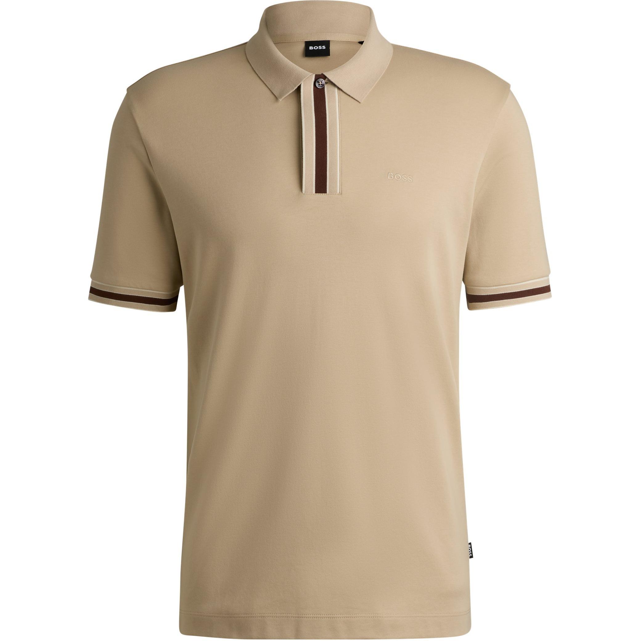 

Хлопковая поло с контрастной отделкой HUGO BOSS, светлый хаки