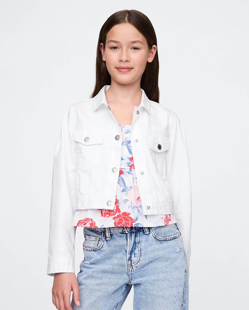 

Короткая джинсовая куртка для девочек Gap, белый