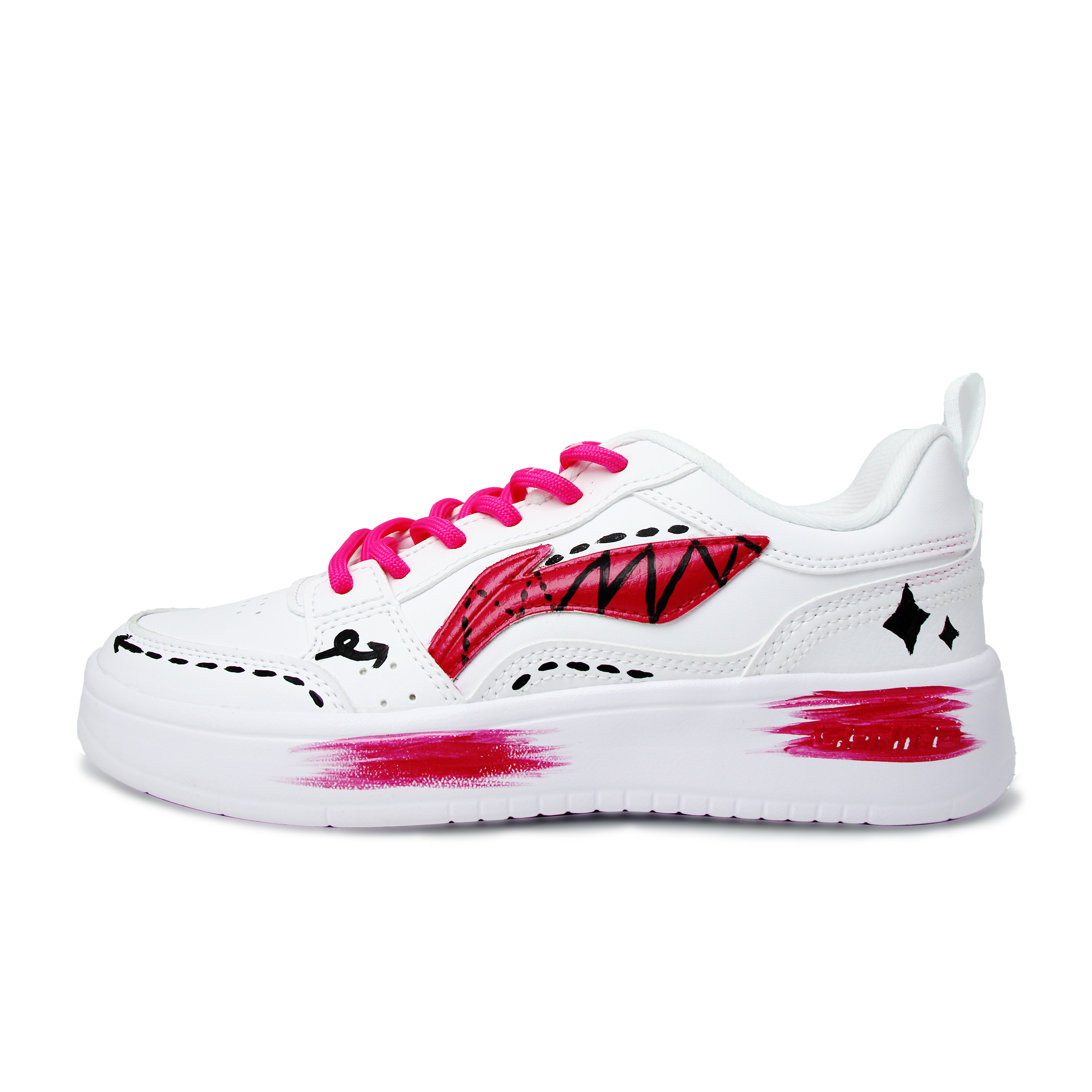 

Li-Ning Sycee Synthetic Leather Hand Drawn Graffiti Balance легкие дышащие низкие кроссовки для скейтбординга унисекс, красный белый