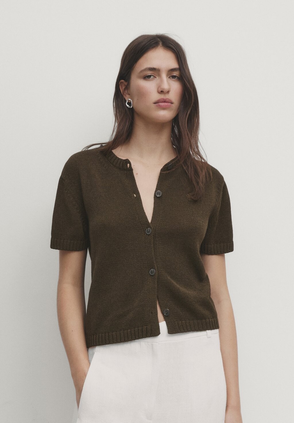 

Кардиган Short Sleeve Massimo Dutti, зеленый