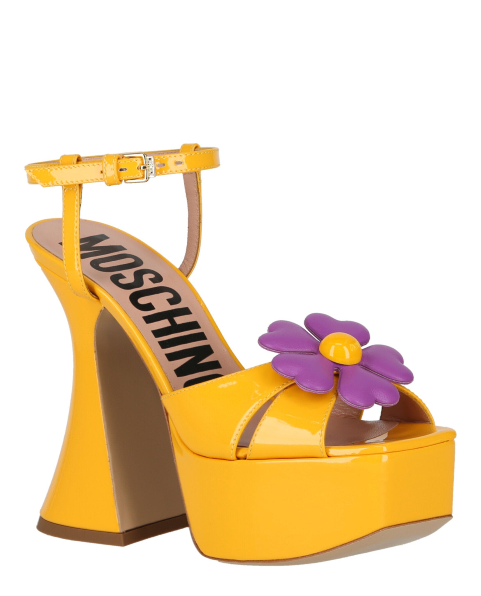 

Босоножки на платформе с цветочной аппликацией Moschino, цвет Ochre Hyacinth