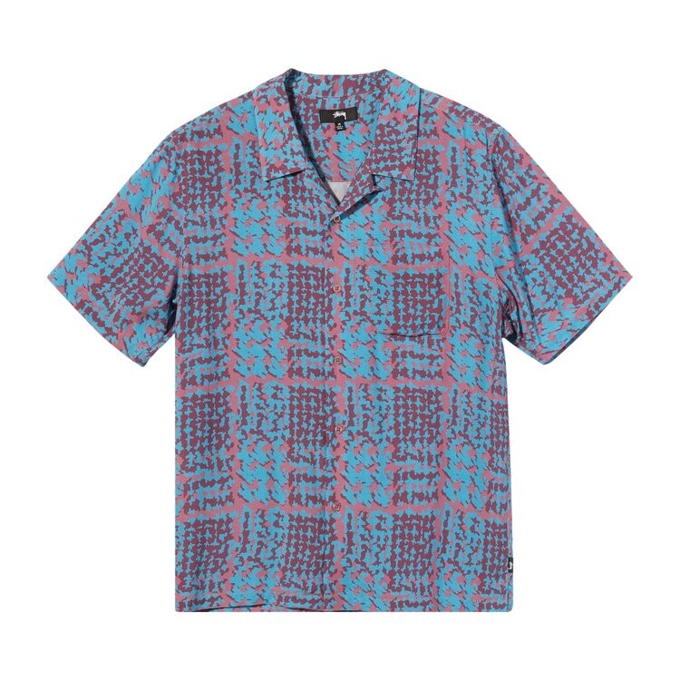 

Рубашка Stussy Hand Drawn Houndstooth Shirt, синий