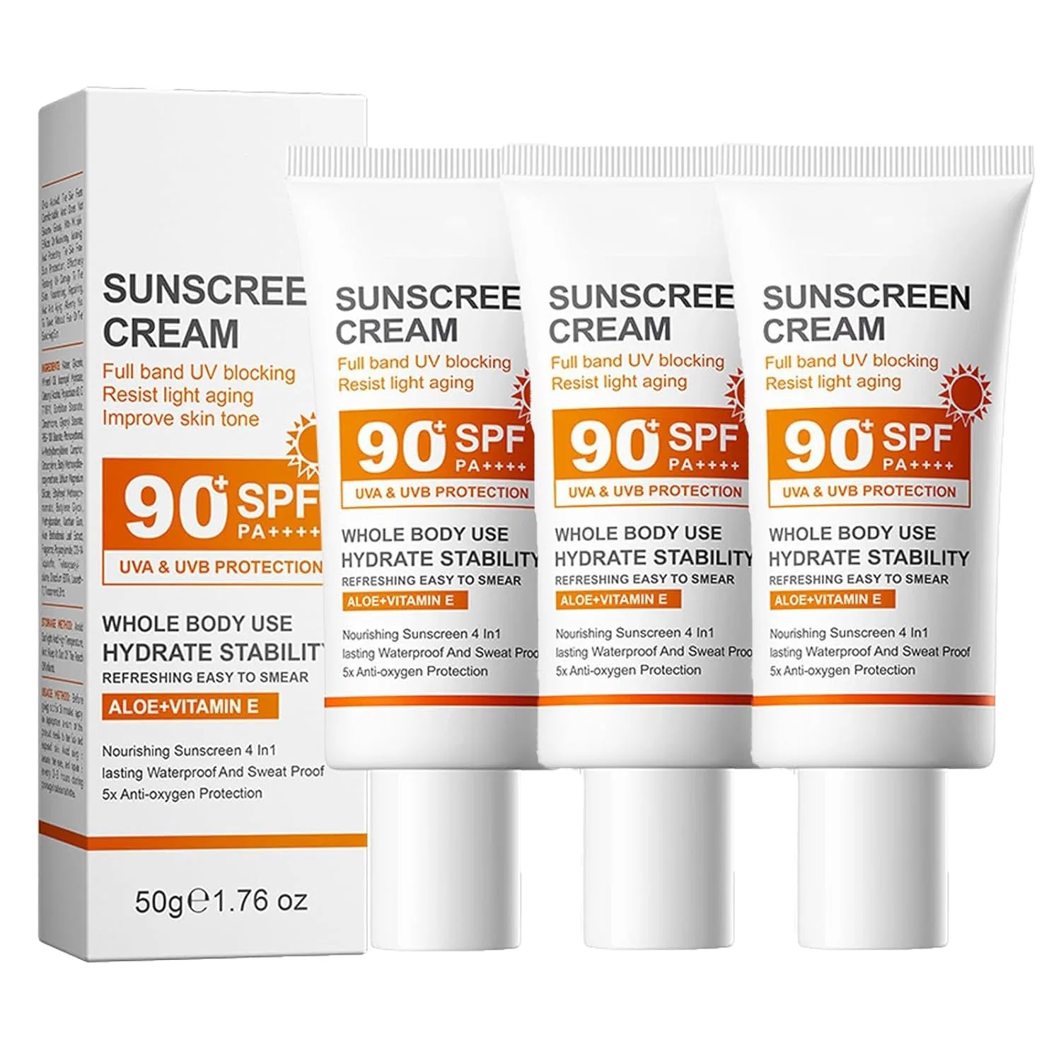 Солнцезащитный крем SPF 90 для лица и тела (3 шт.) Nthfecg, 3Pc