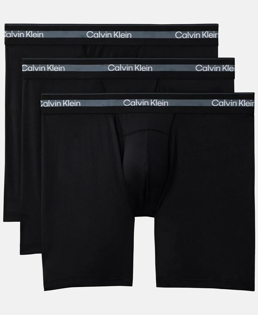 Мужские боксерские трусы Icon Active Mesh с удлиненными штанинами, комплект из 3 штук Calvin Klein, черный