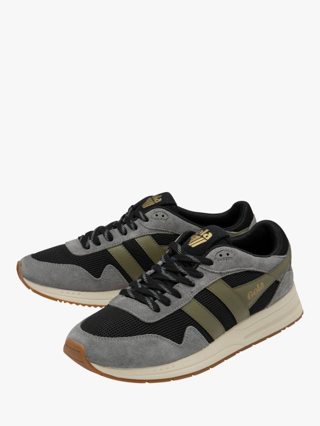 Дельта замшевые кроссовки со шнуровкой Gola, Black/Ash/Khaki — фото 3